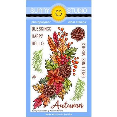 Sunny Studios Stempel - Autumn Garland